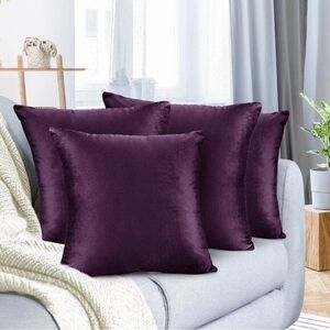 Nestl Purple Velvet Pillow Covers 24"x24" Decorative Shams Set of 2 NWOT